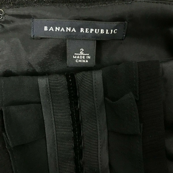 Banana Republic Black Wool Ruffle Front Dress Sz 2 - Picture 4 of 8